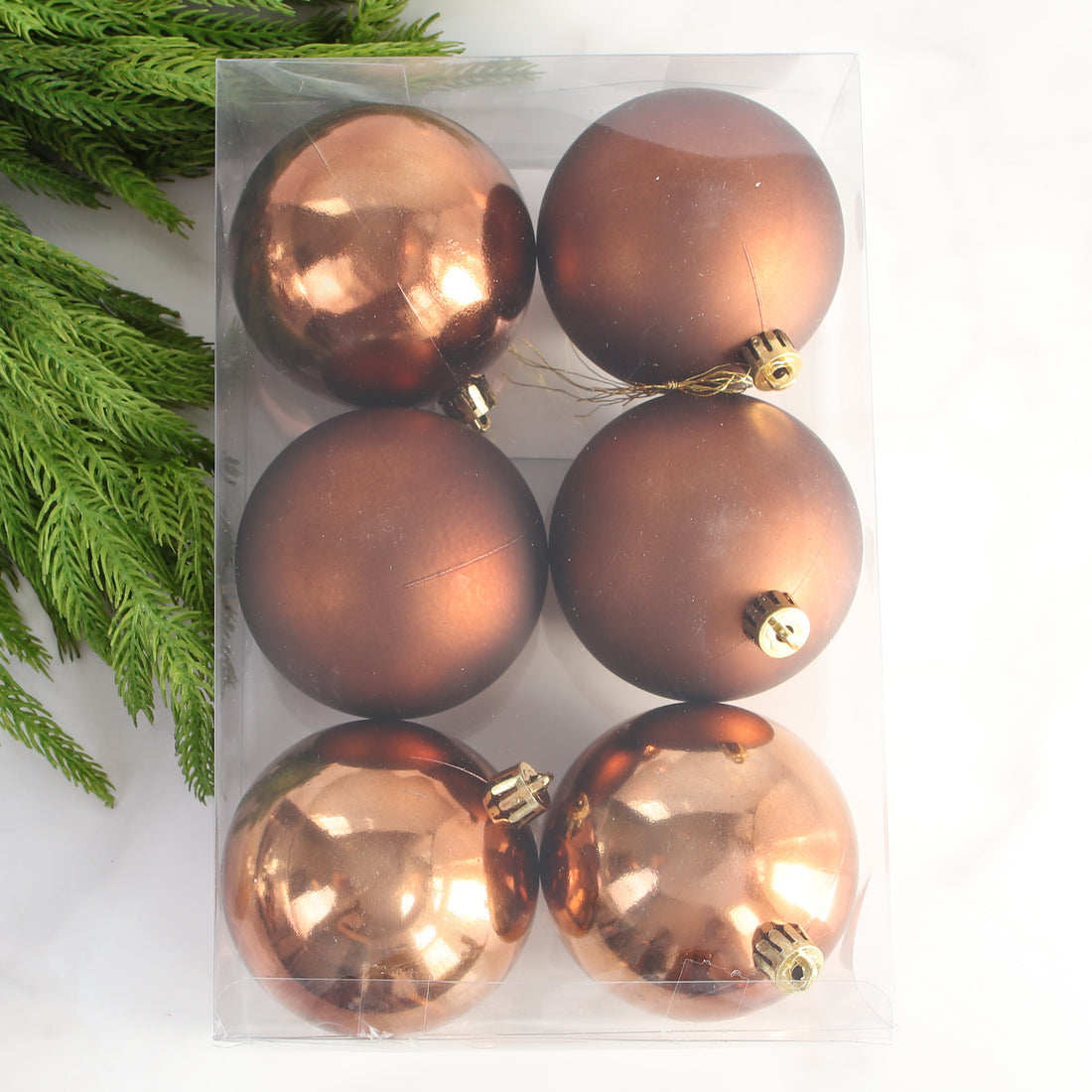 3&quot; Espresso Shatterproof Ornaments Set of 6