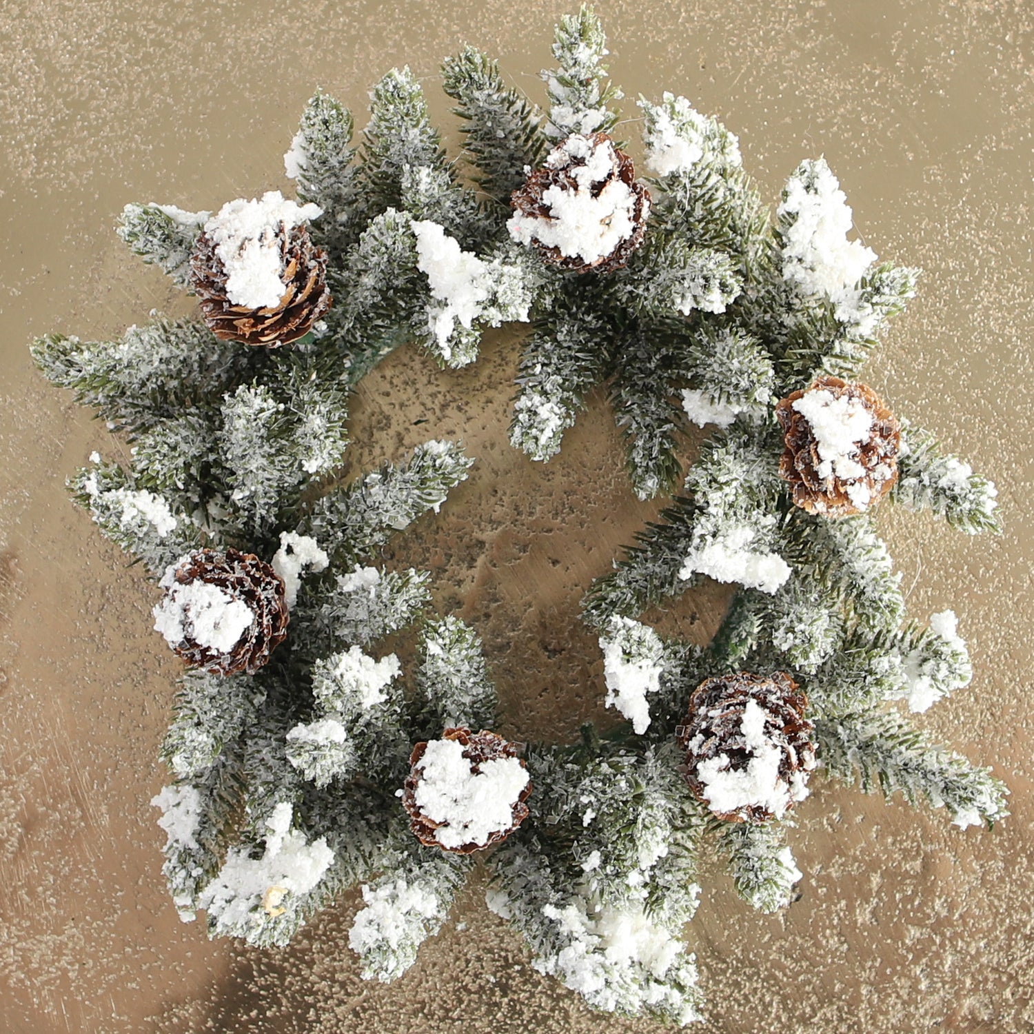 Snowy Mini Pinecone Candle Ring- 3in