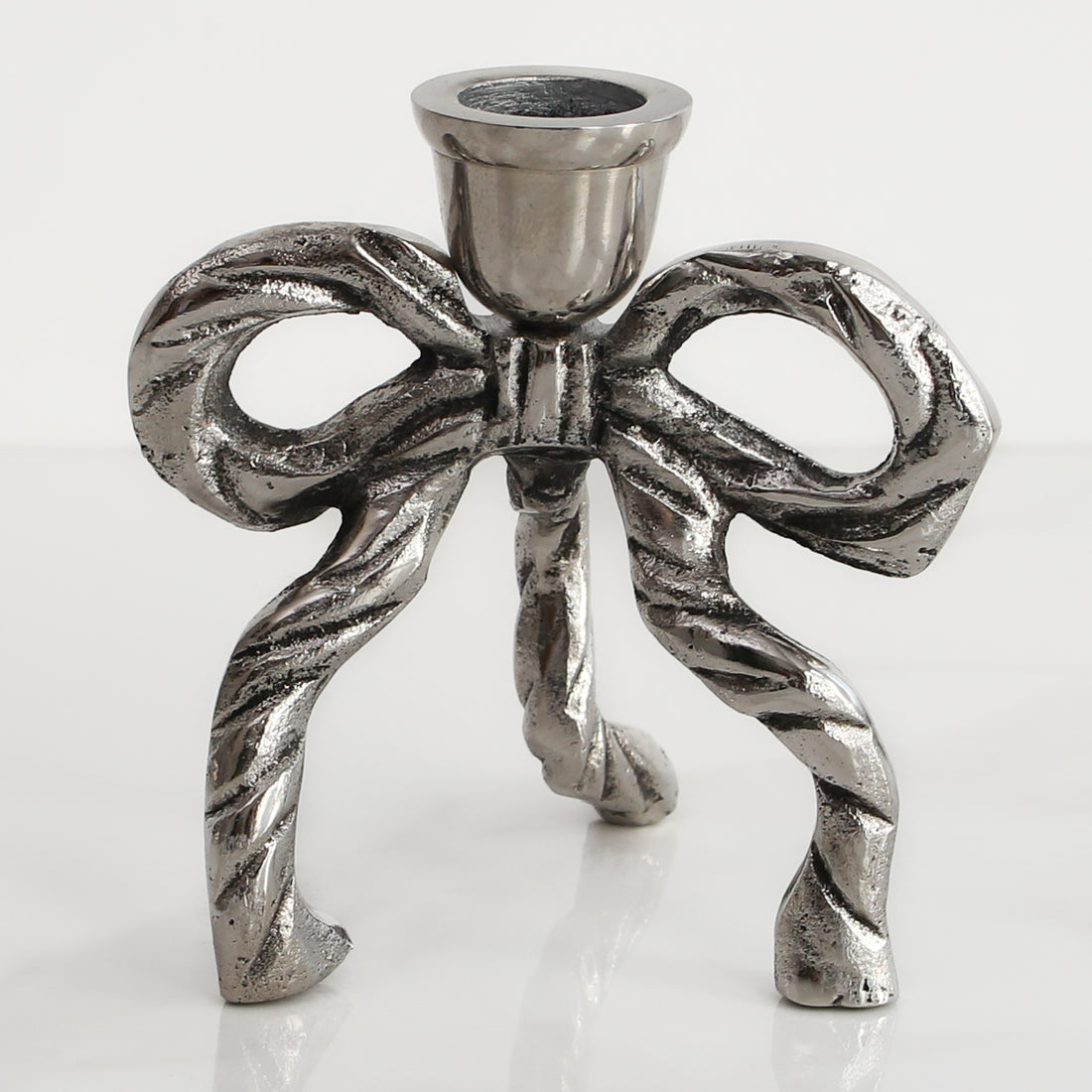 Silver Bow Taper Holder