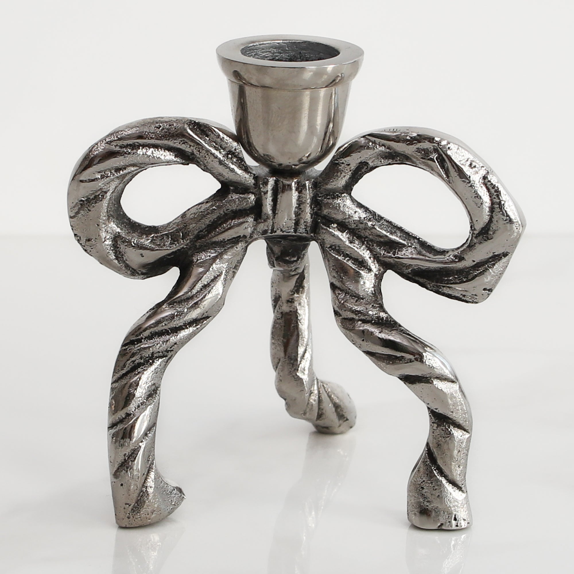 Silver Bow Taper Holder