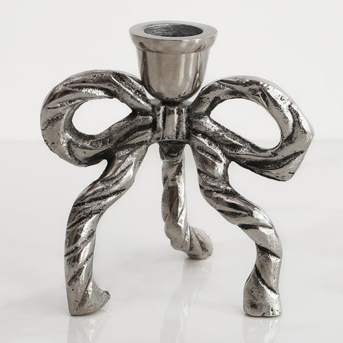 Silver Bow Taper Holder