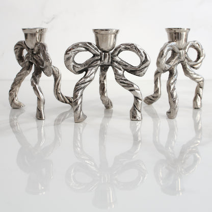Silver Bow Taper Holder
