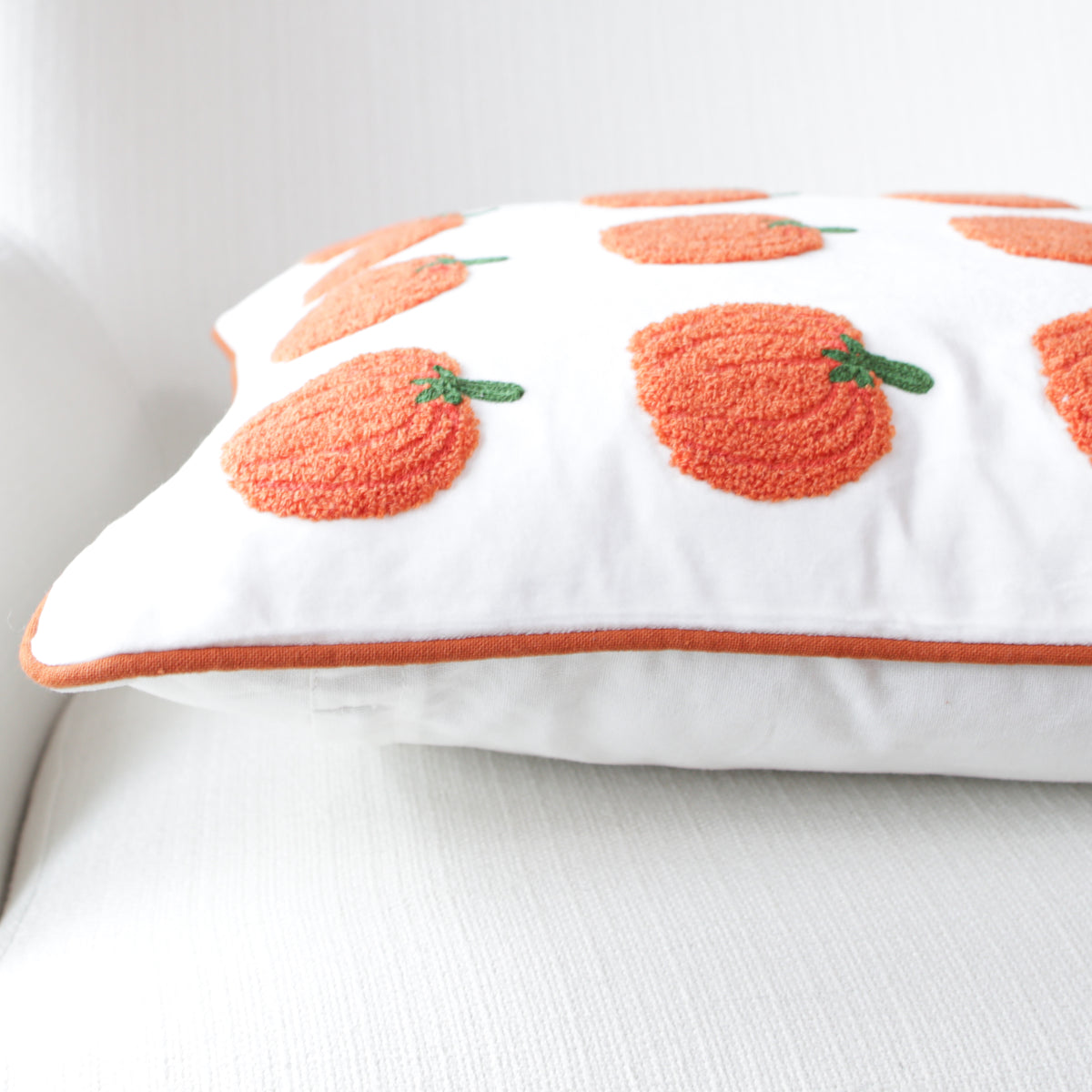 Embroidered Pumpkin Pillow