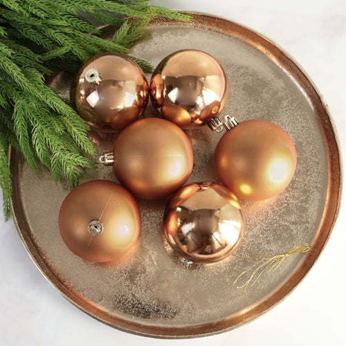 3" Brandy Shatterproof Ornaments Set of 6 - Interior Delights