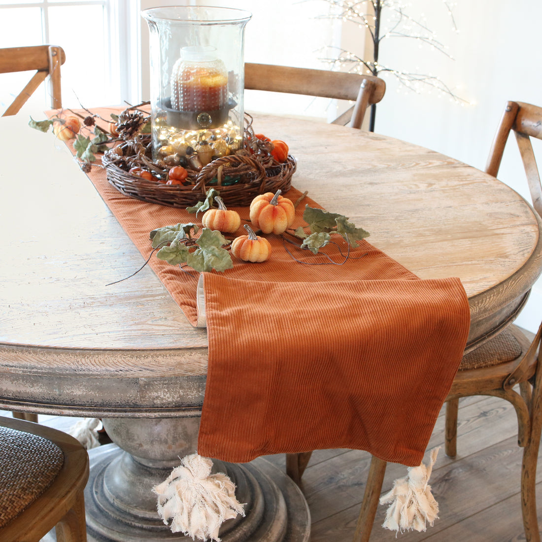 Corduroy and Linen Double Sided Table Runner