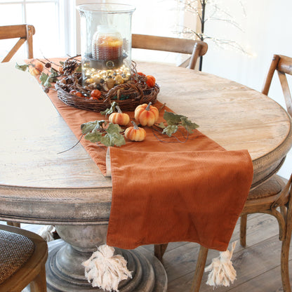 Corduroy and Linen Double Sided Table Runner