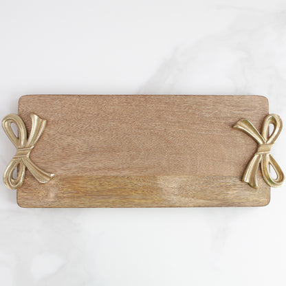 Mango Wood Board with Gold Bow Handles