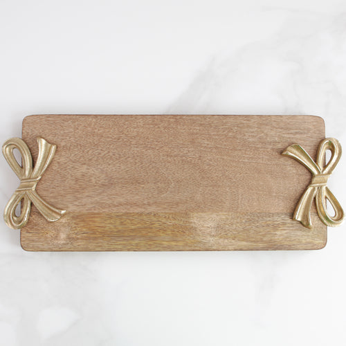 Mango Wood Board with Gold Bow Handles
