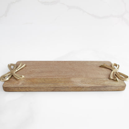 Mango Wood Board with Gold Bow Handles
