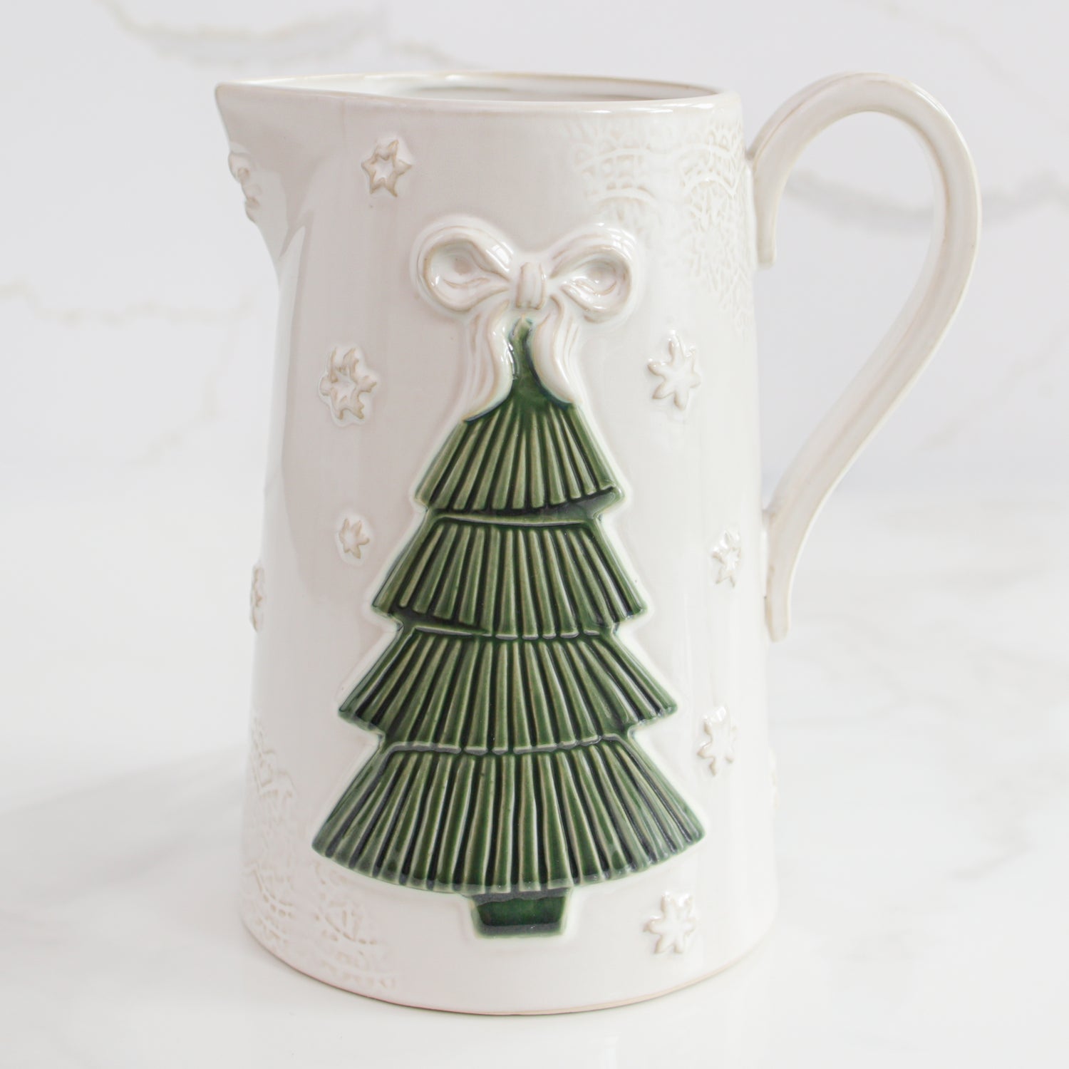 Cream Christmas Tree Pitcher