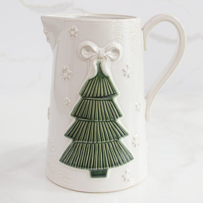 Cream Christmas Tree Pitcher