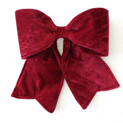 22" Small Cranberry Outdoor Velvet Bow, Set of 2