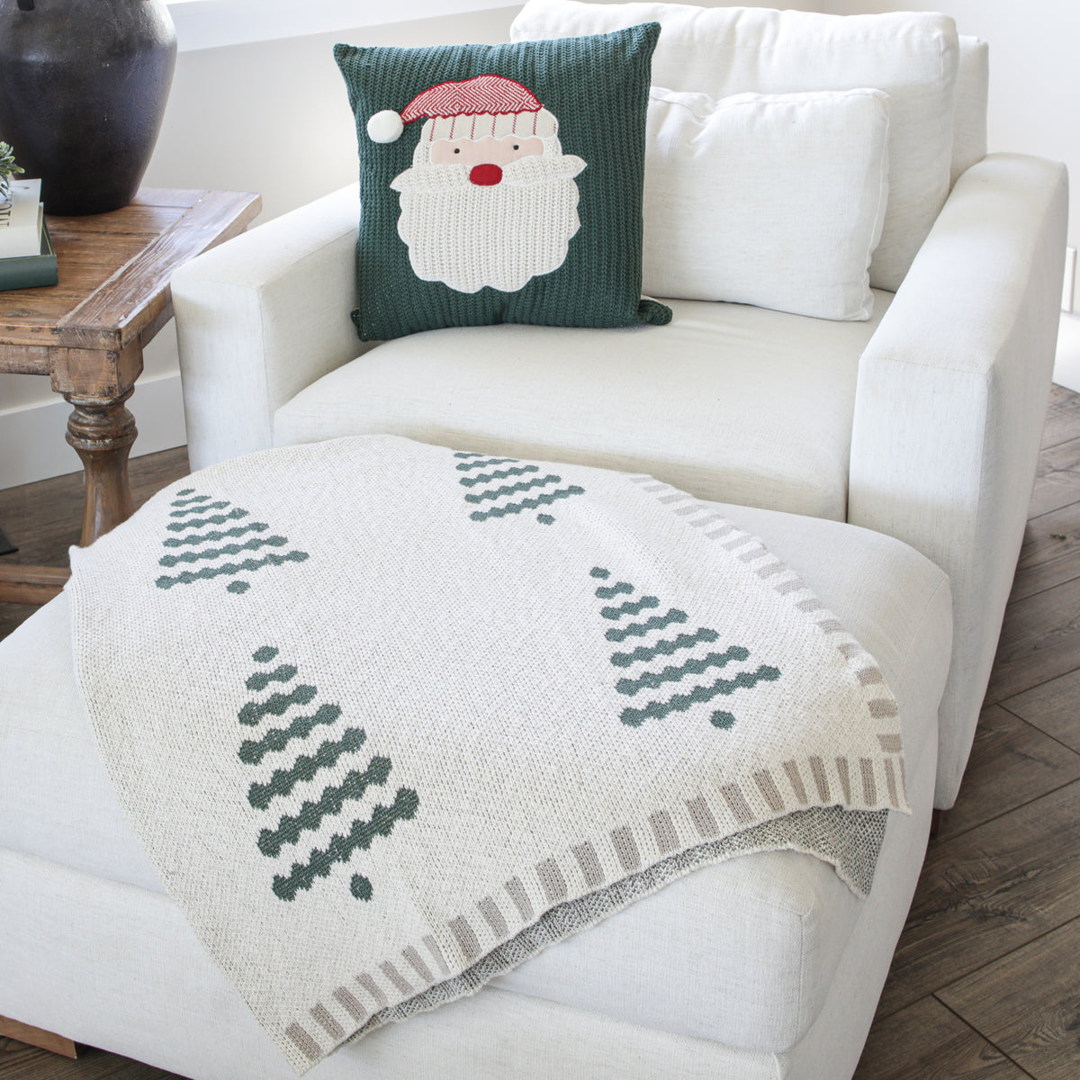 Cream Knit Tree Throw