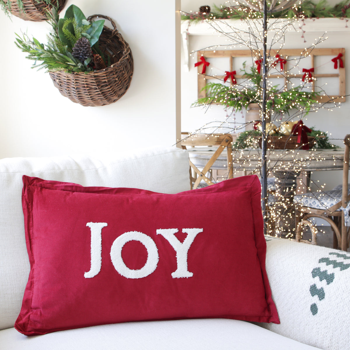 Joy Dark Red Corduroy Pillow