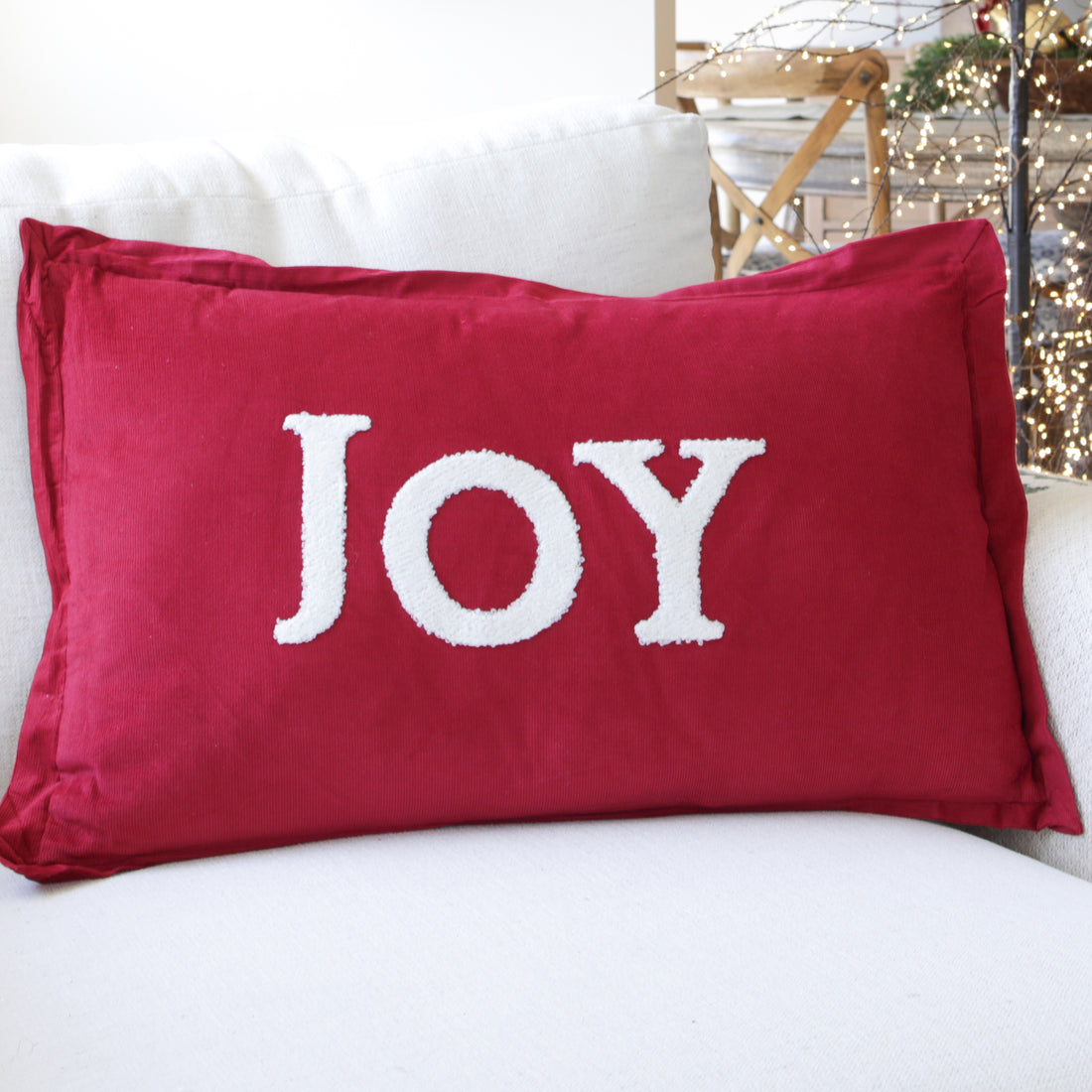 Joy Dark Red Corduroy Pillow