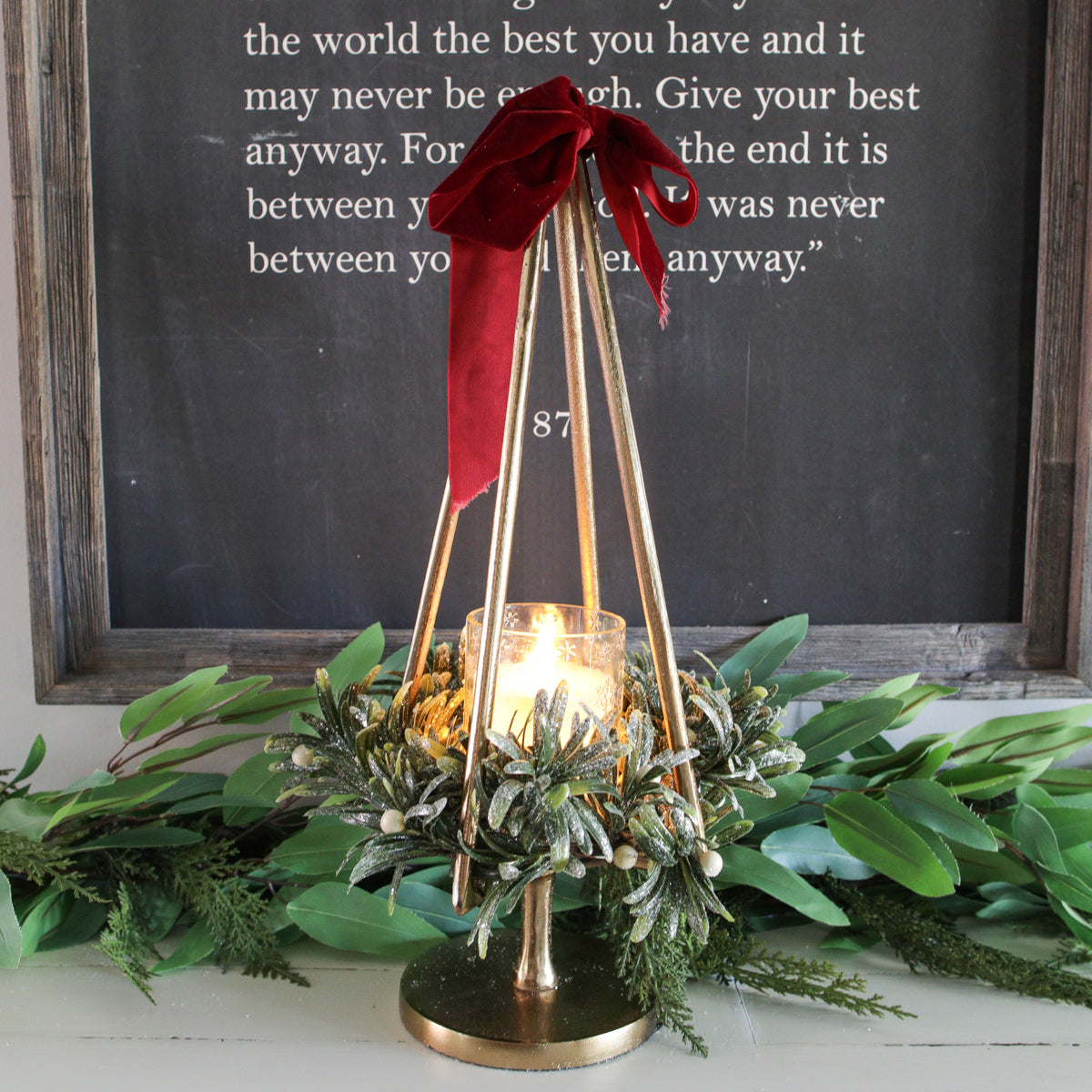 20" Gold Tree Pillar Holder