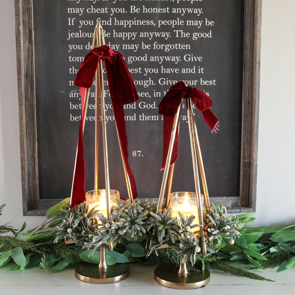 20" Gold Tree Pillar Holder