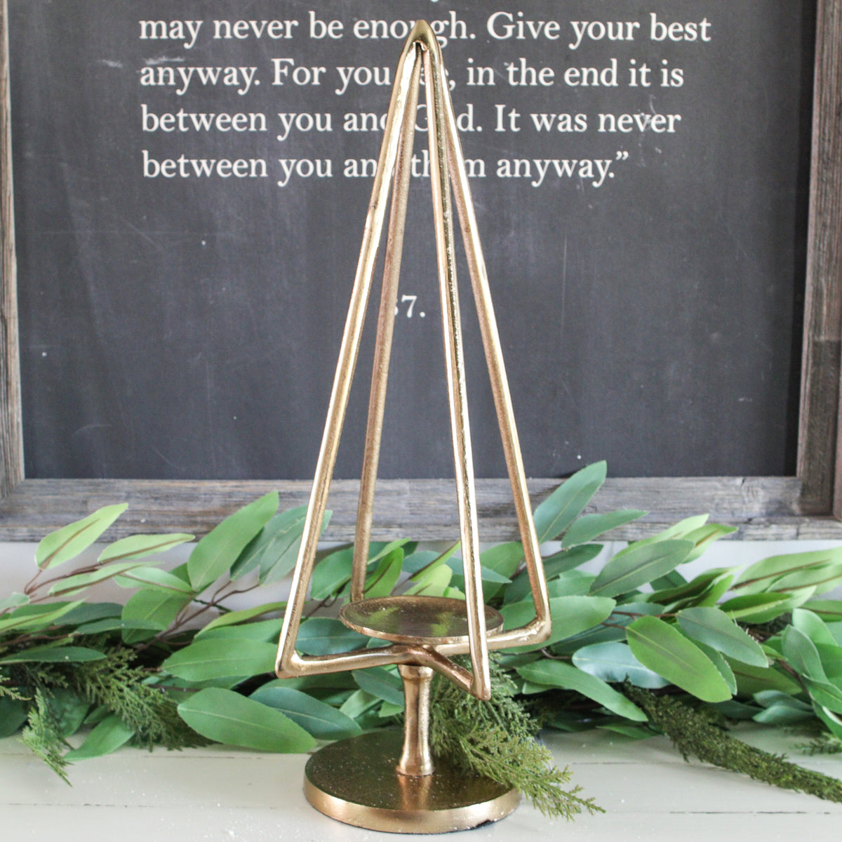20" Gold Tree Pillar Holder