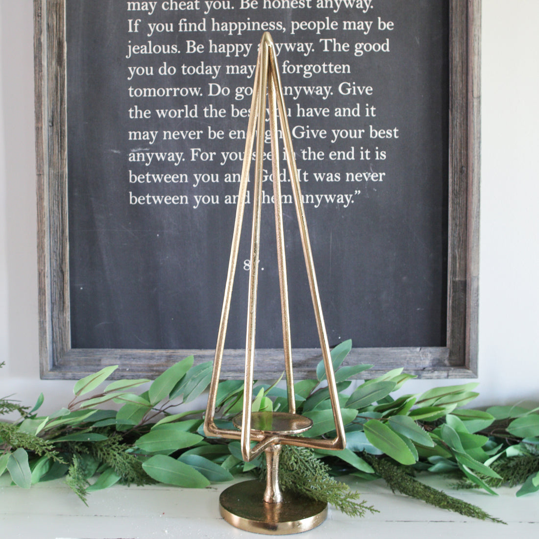 25" Gold Tree Pillar Holder - Interior Delights