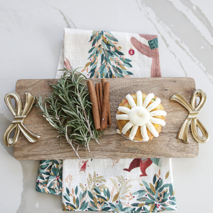 Mango Wood Board with Gold Bow Handles - Interior Delights