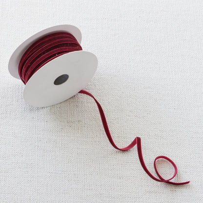 Cranberry Velvet Ribbon 1/4" wide x 20 yd - Interior Delights