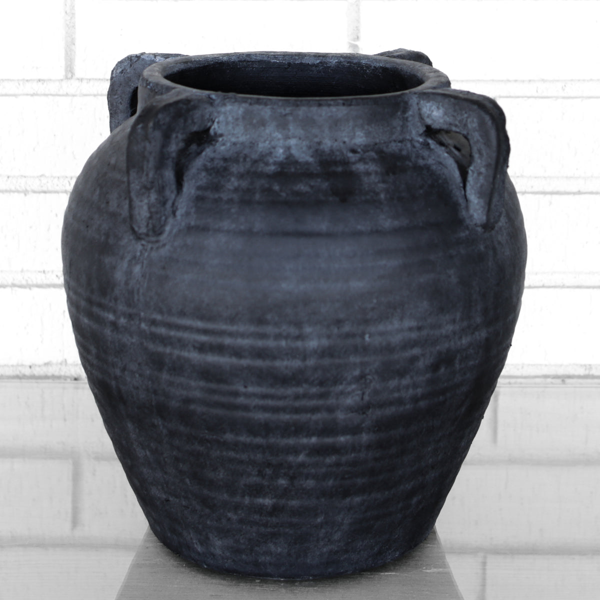 10” Charcoal 4 Handle Vase - Interior Delights