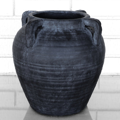 10” Charcoal 4 Handle Vase - Interior Delights