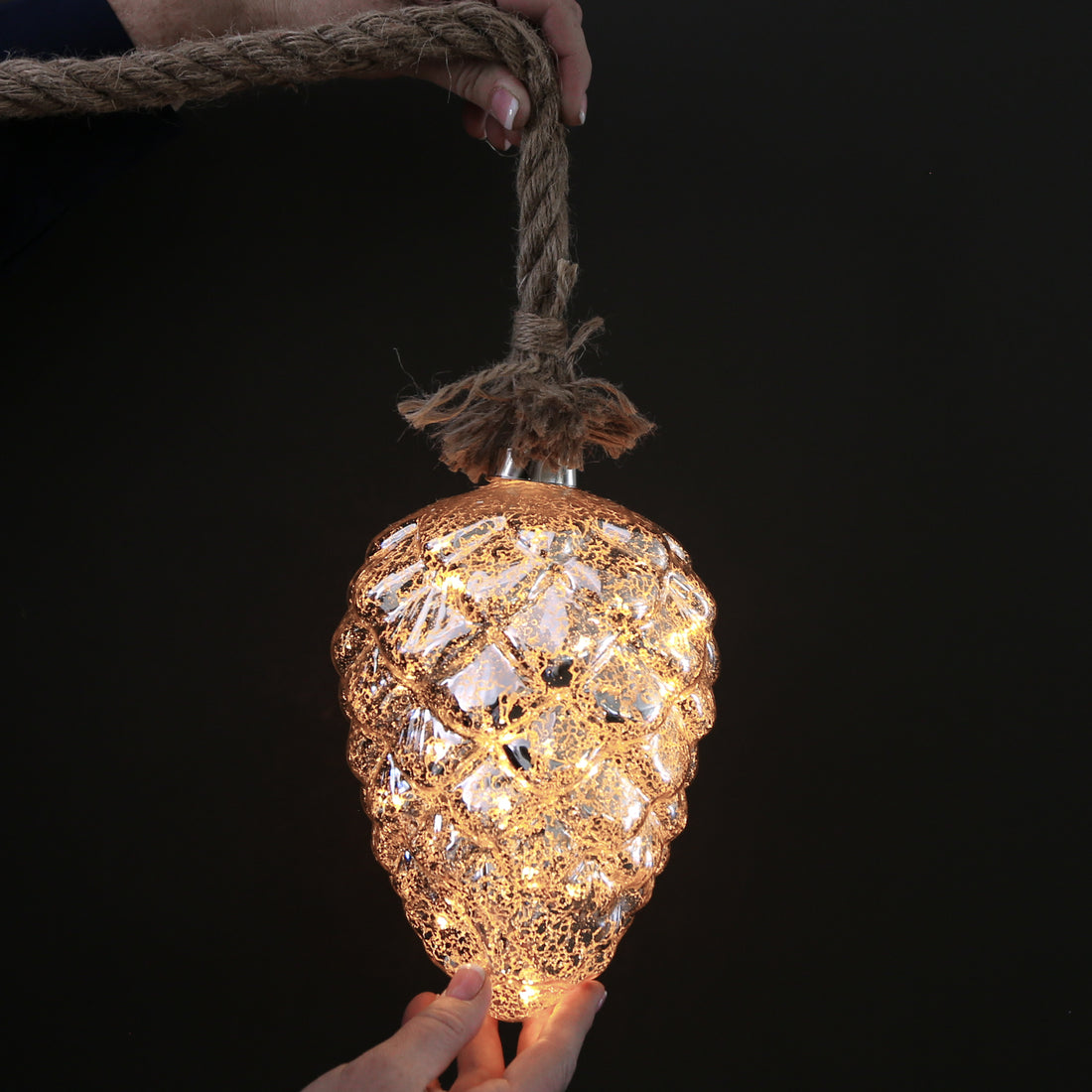 Pinecone: Luster Glass LED Ornament with Remote - Interior Delights