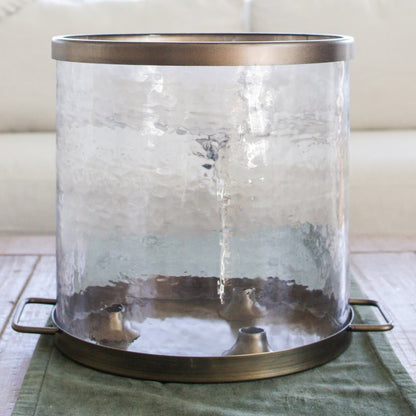 Giant Glass Hurricane with Antique Gold Accents