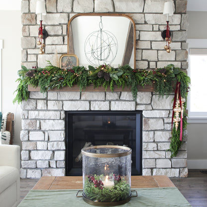 Giant Glass Hurricane with Antique Gold Accents