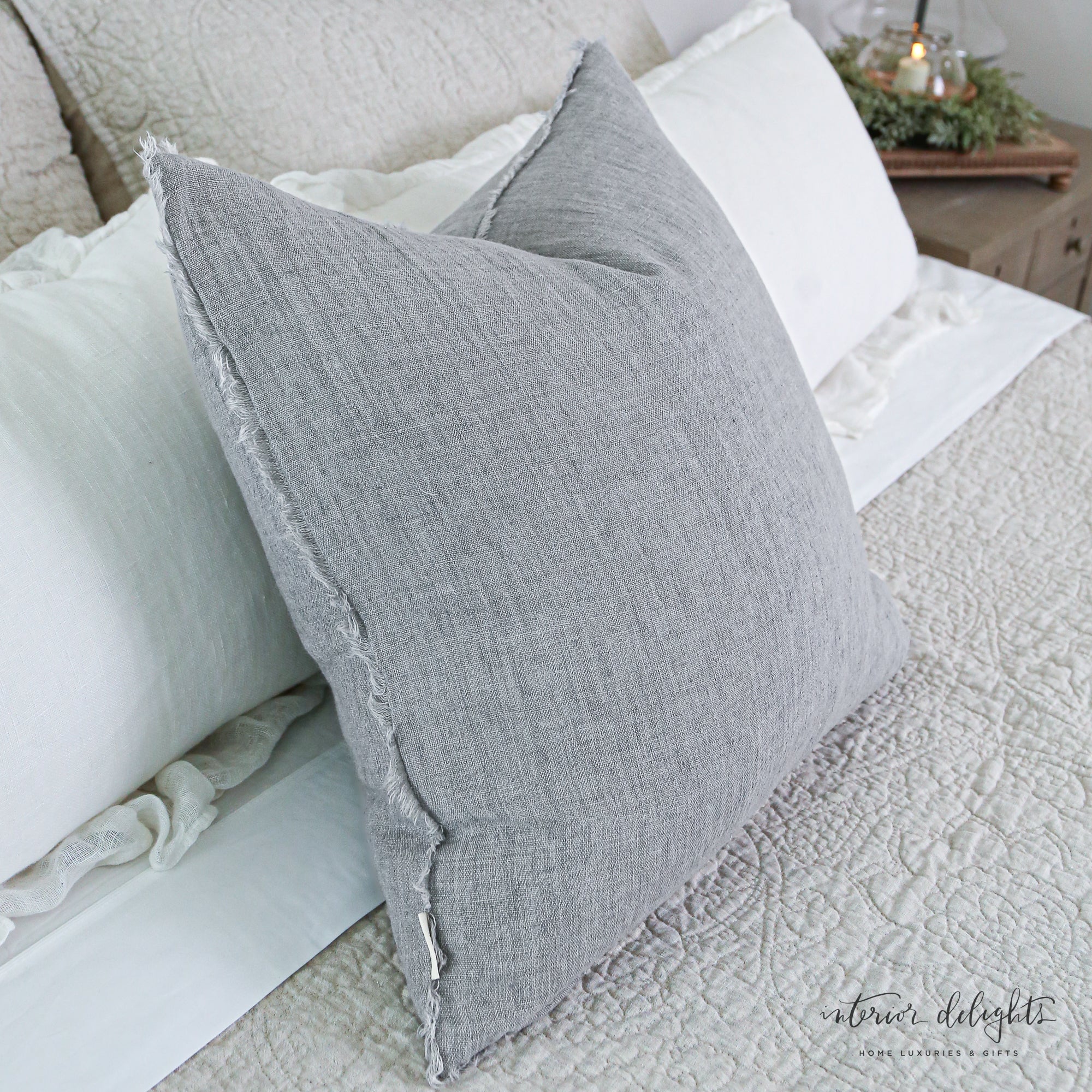 Lina Linen Pillow- Grey- 20x20