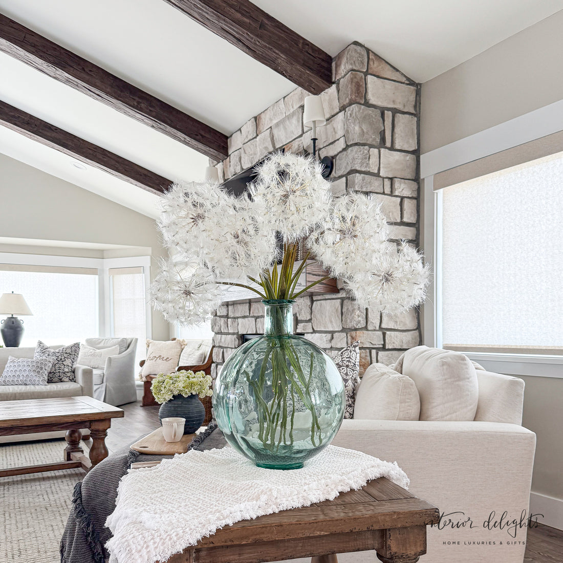 40" Dandelions Set of 3 - Beautifully arranged set of three dandelion poufs, perfect for home decor.