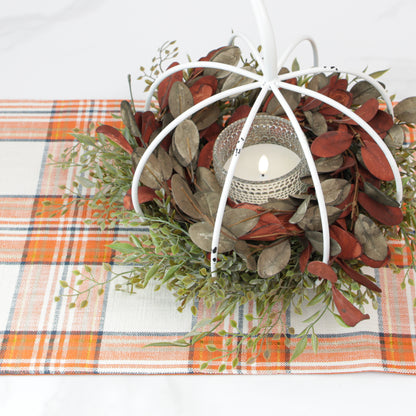 Mixed Fall Olive Leaf Candle Ring, Rust