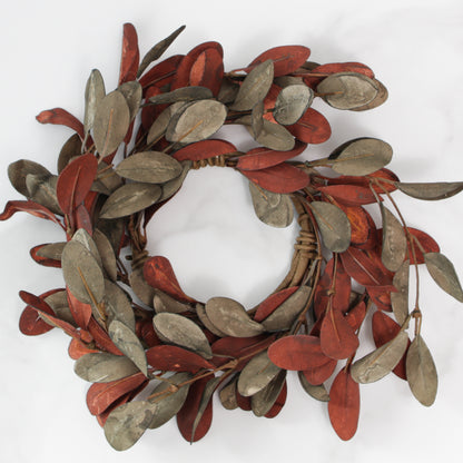 Mixed Fall Olive Leaf Candle Ring, Rust
