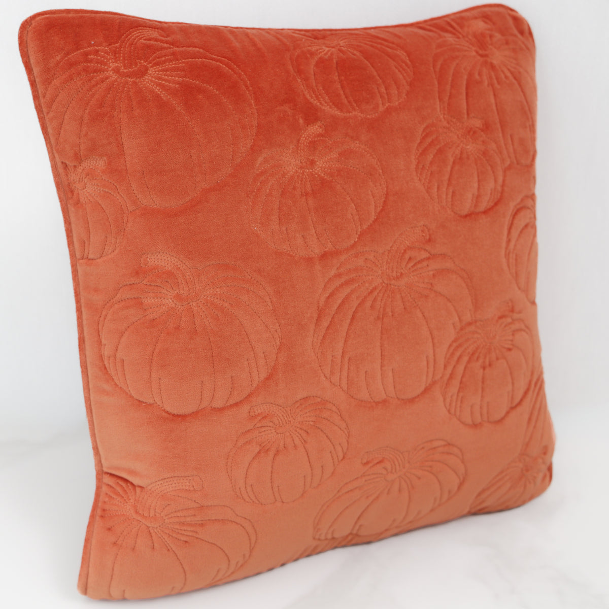 Orange Stitched Pumpkin Pillow