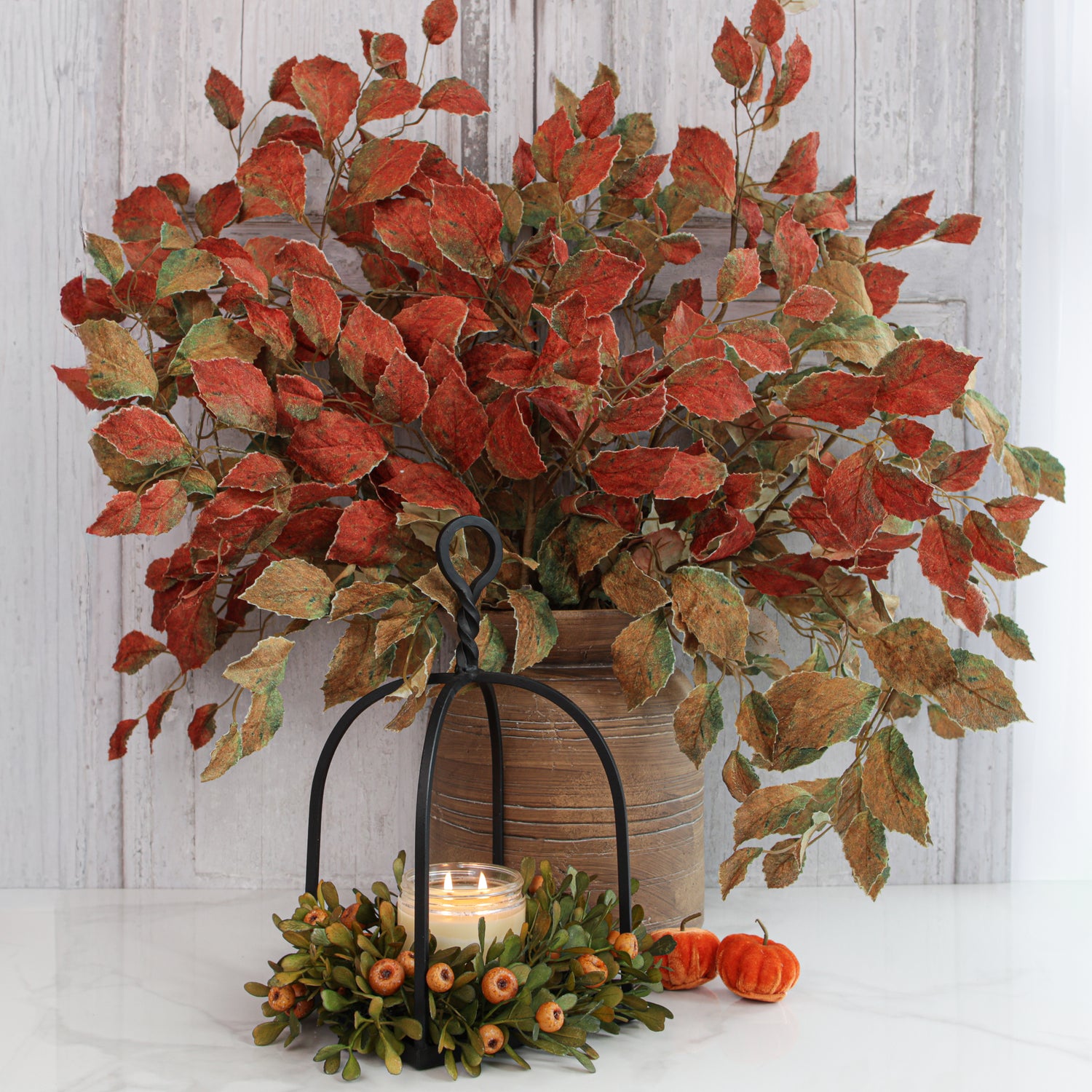 35" Autumn Leaves Stem, Rust
