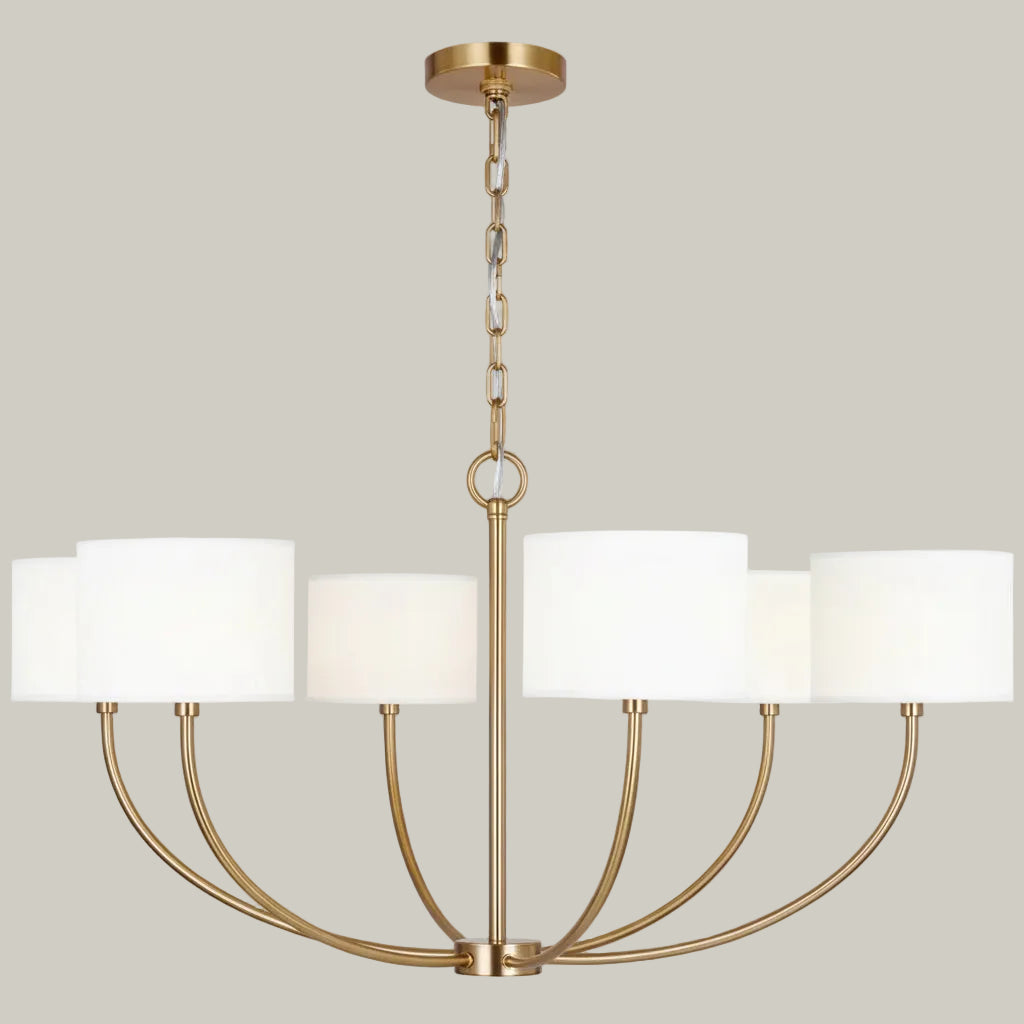 Linda - Burnished Brass 6 Shade Chandelier - (G/V) - Interior Delights