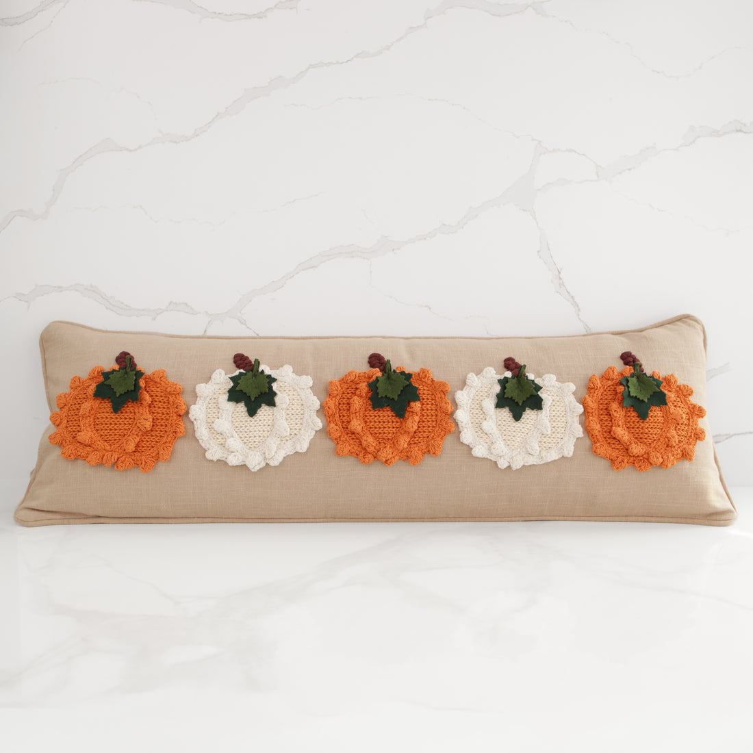 Long Lumbar Pumpkin Knit Pillow