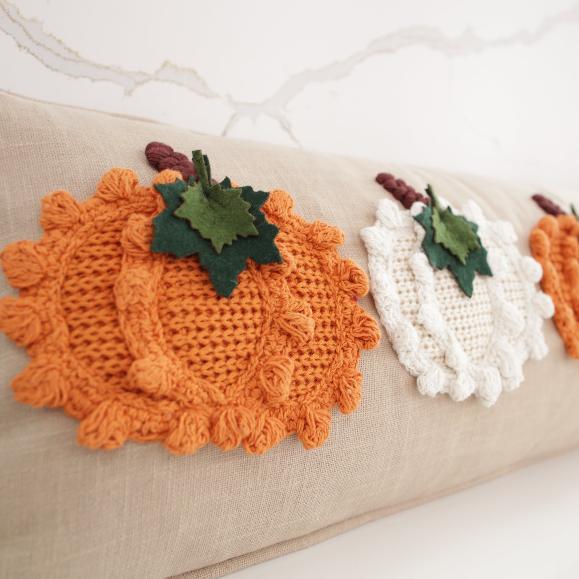 Long Lumbar Pumpkin Knit Pillow