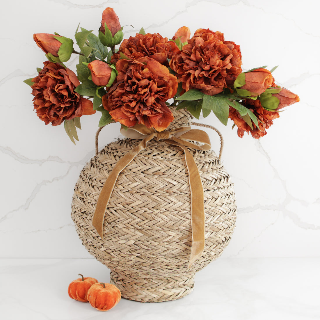 15" Seagrass Basket Vase with Handles