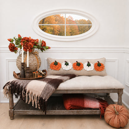Brown Check Throw with Fringe
