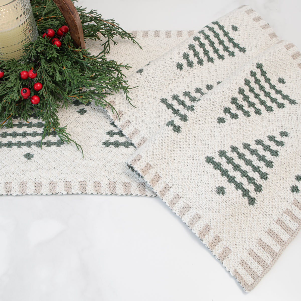 Cream Knit Tree Table Runner