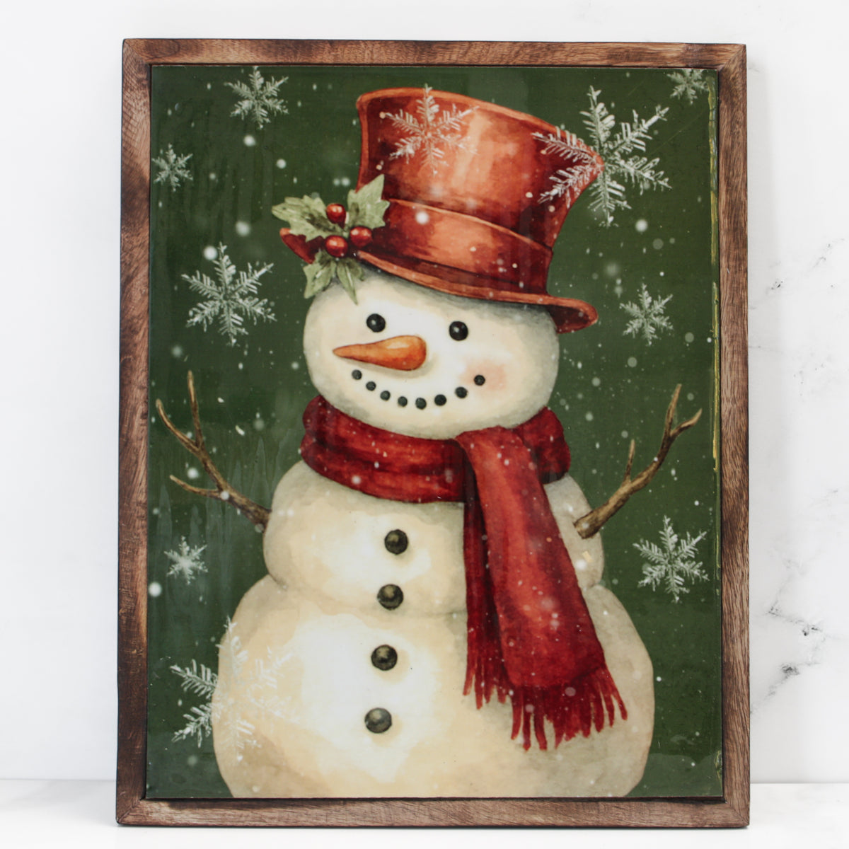 Cranberry Snowman Enamel Sign