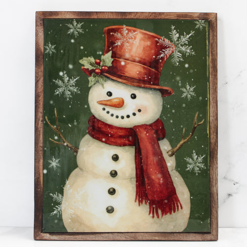 Cranberry Snowman Enamel Sign