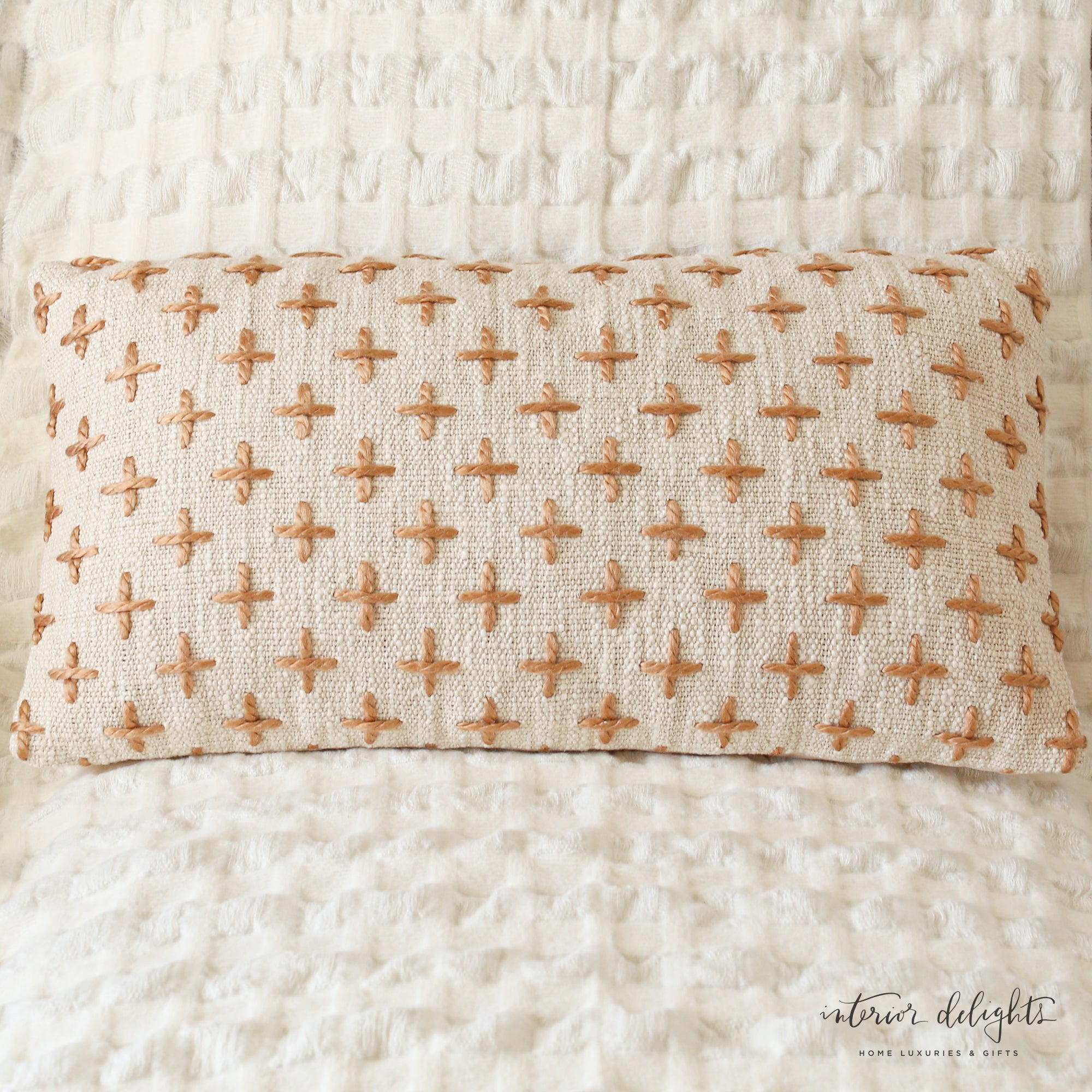Cross Embroidered Pillows- Choose from Lumbar or Square Design