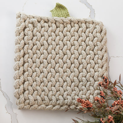 Pumpkin Knit Pot Holder-Cream - Interior Delights