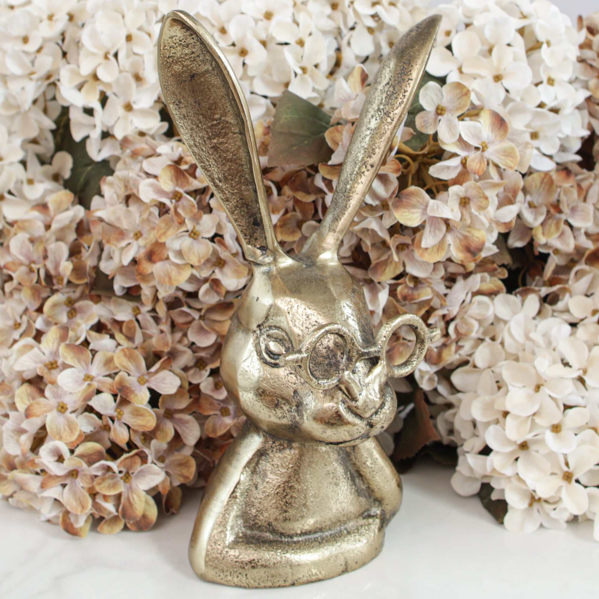 Gold Eyeglass Bunny Figure - Interior Delights