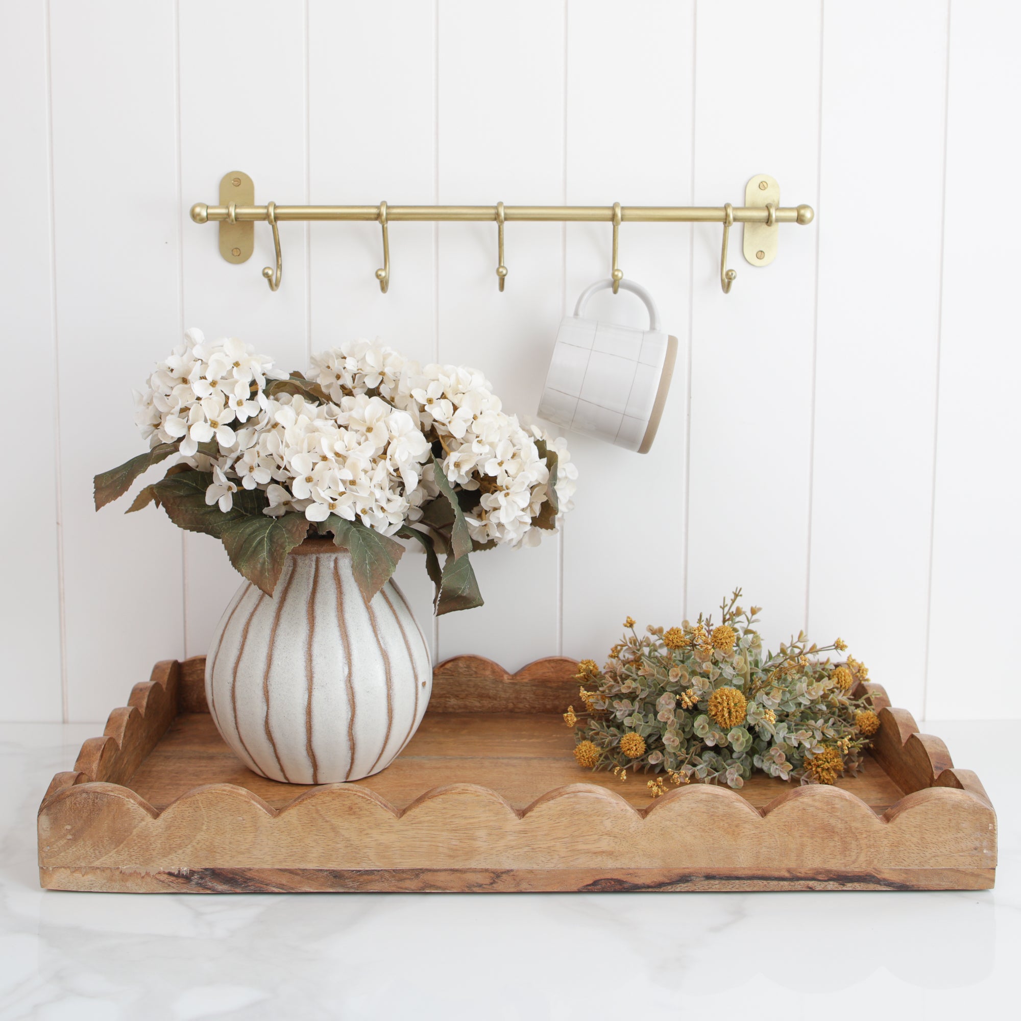 7" Beige Stripe Ceramic Vase