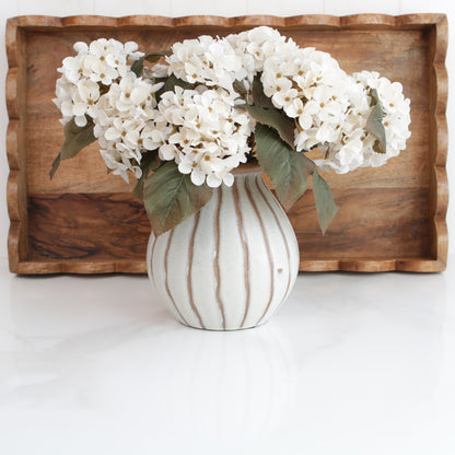 7" Beige Stripe Ceramic Vase