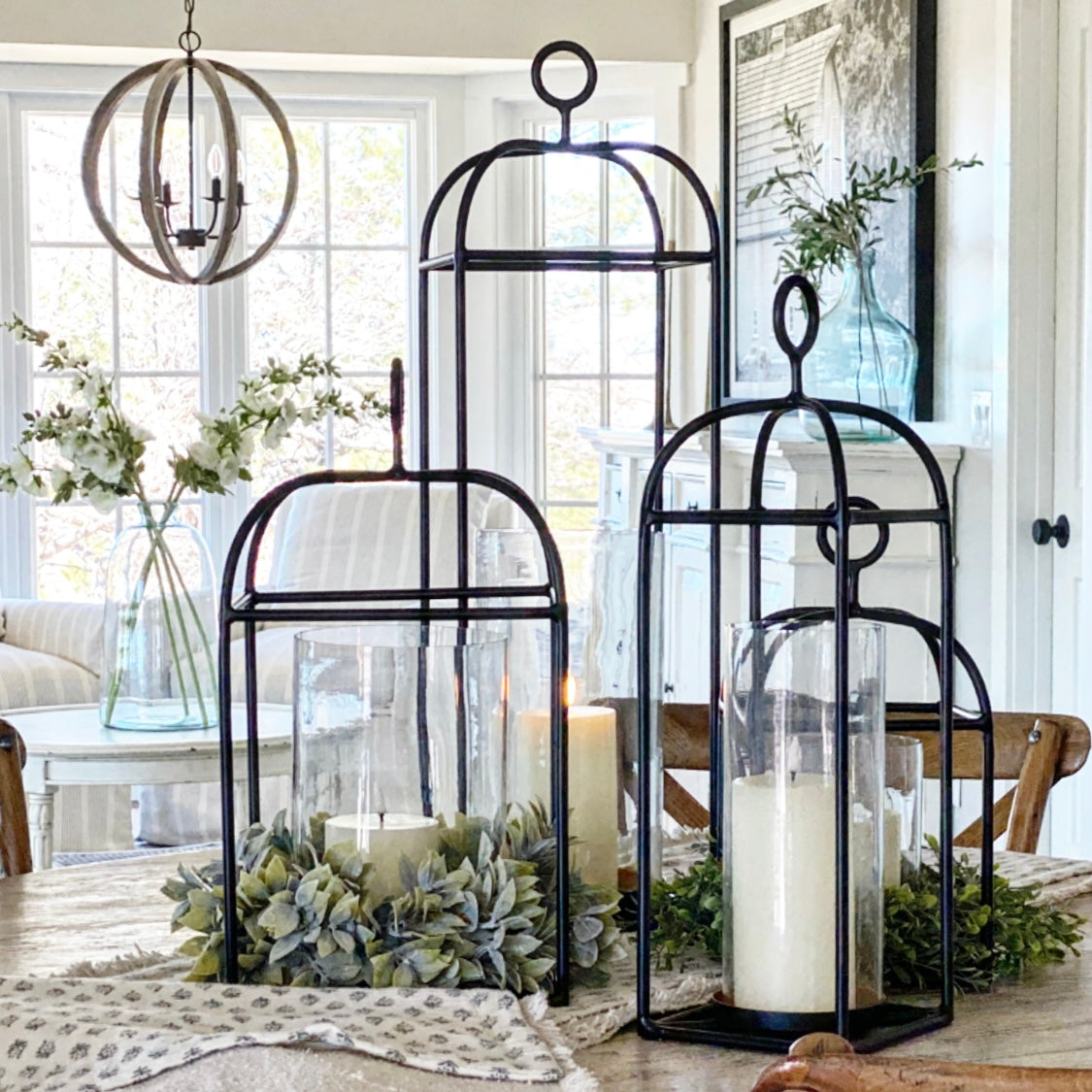 Black Rectangular Outdoor Lantern:  Choose from in 27&quot; or 19&quot;